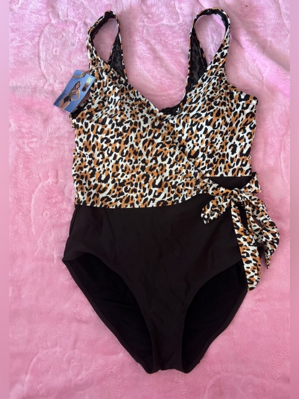 Leopard Wrap One-Piece Swimsuit (M)
